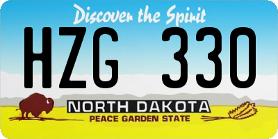 ND license plate HZG330