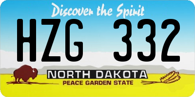 ND license plate HZG332