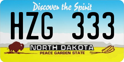 ND license plate HZG333