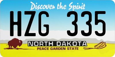 ND license plate HZG335
