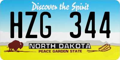 ND license plate HZG344