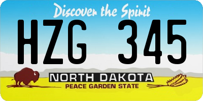 ND license plate HZG345
