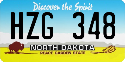 ND license plate HZG348