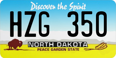 ND license plate HZG350