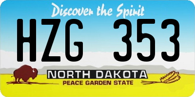 ND license plate HZG353