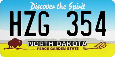 ND license plate HZG354