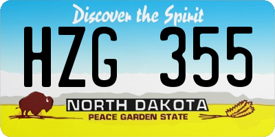 ND license plate HZG355