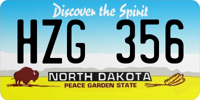 ND license plate HZG356