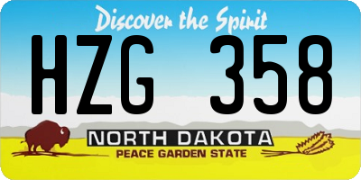 ND license plate HZG358