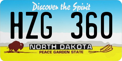 ND license plate HZG360