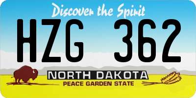 ND license plate HZG362