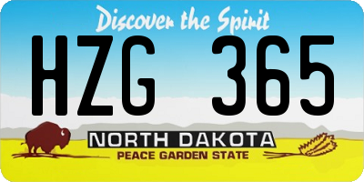 ND license plate HZG365