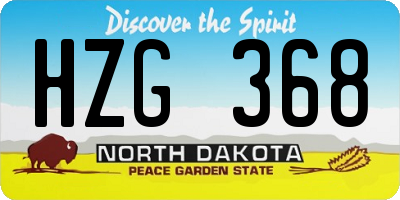 ND license plate HZG368