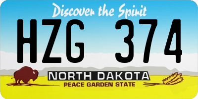 ND license plate HZG374