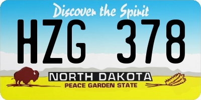 ND license plate HZG378