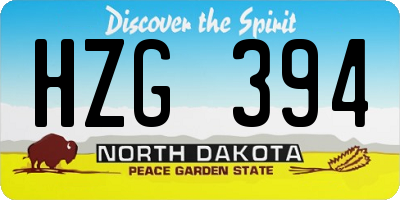 ND license plate HZG394