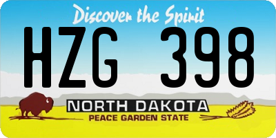 ND license plate HZG398
