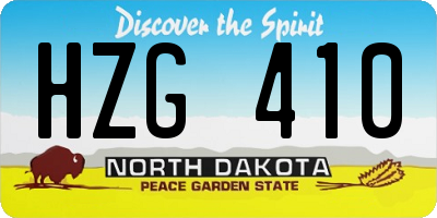 ND license plate HZG410