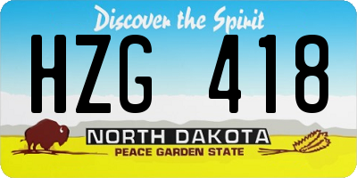 ND license plate HZG418