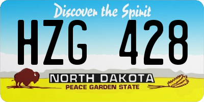 ND license plate HZG428