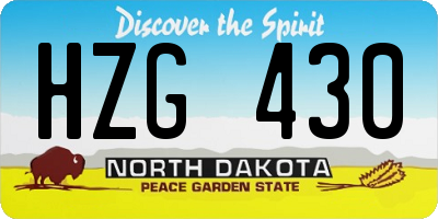 ND license plate HZG430