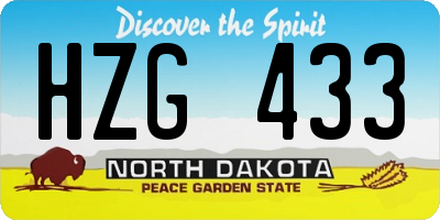 ND license plate HZG433