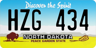 ND license plate HZG434
