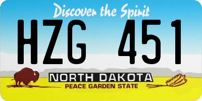 ND license plate HZG451