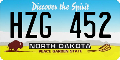 ND license plate HZG452