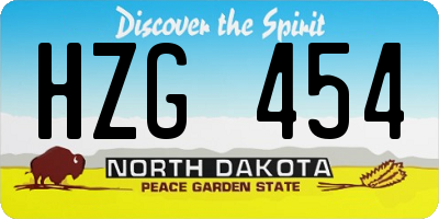 ND license plate HZG454