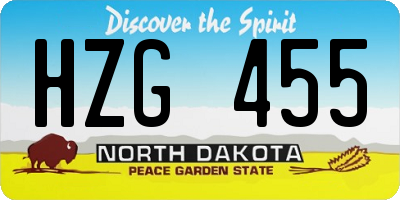 ND license plate HZG455