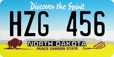 ND license plate HZG456