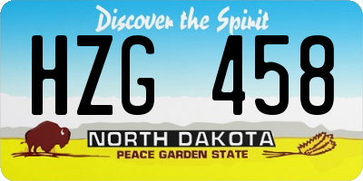 ND license plate HZG458