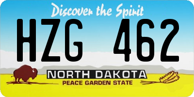 ND license plate HZG462