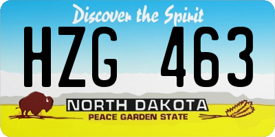 ND license plate HZG463