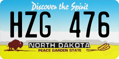 ND license plate HZG476
