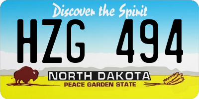 ND license plate HZG494