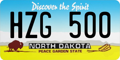 ND license plate HZG500