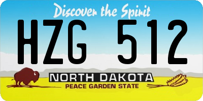 ND license plate HZG512