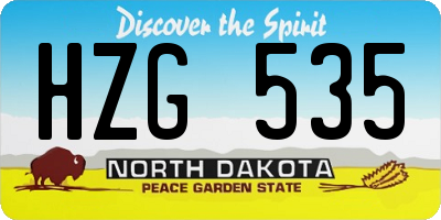 ND license plate HZG535