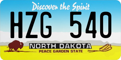 ND license plate HZG540