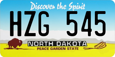 ND license plate HZG545