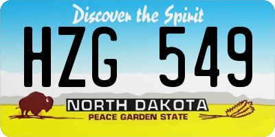 ND license plate HZG549