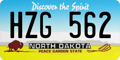 ND license plate HZG562