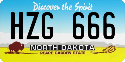 ND license plate HZG666