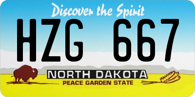 ND license plate HZG667