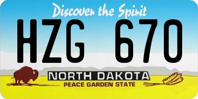 ND license plate HZG670