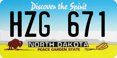 ND license plate HZG671