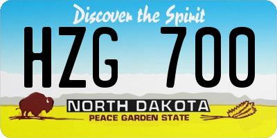 ND license plate HZG700