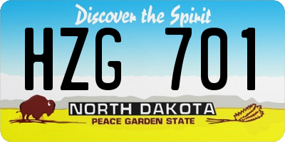 ND license plate HZG701
